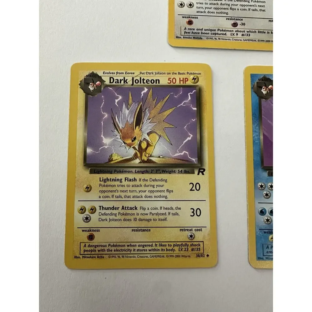 Pokemon Team Rocket Dark Evee & Jolteon Vaporeon Evolutions Set LP
